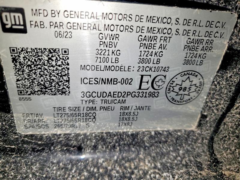 Aukcja sprzedaży 2023 Chevrolet Silverado, vin: 3GCUDAED2PG331983, numer aukcji: 73427595