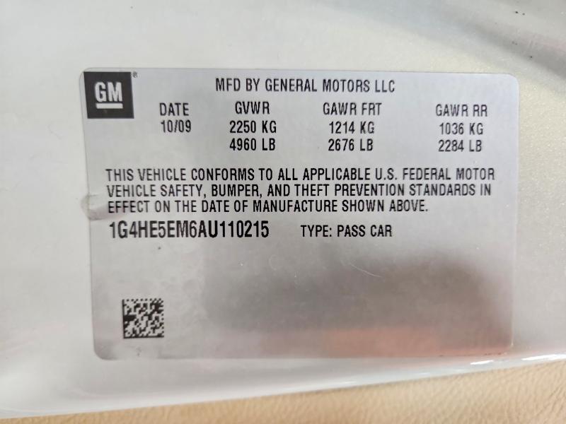 Продажа на аукционе авто 2010 Buick Lucerne, vin: 1G4HE5EM6AU110215, номер лота: 98921865