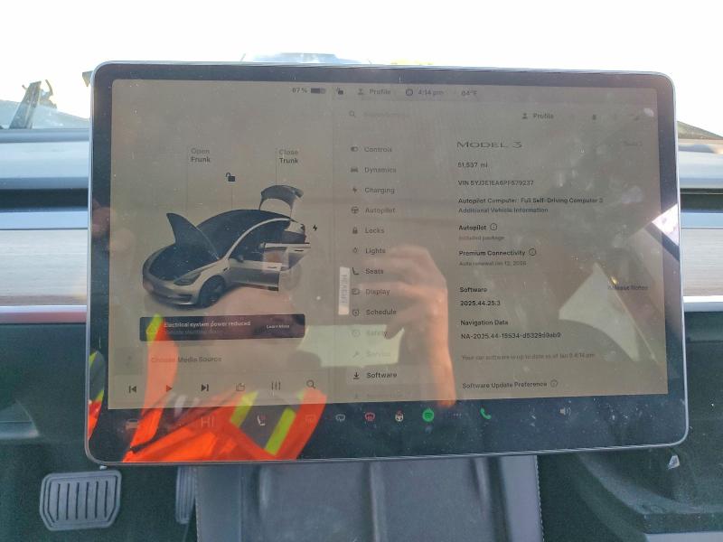 2023 Tesla Model 3 მანქანა იყიდება აუქციონზე, vin: 5YJ3E1EA6PF579237, აუქციონის ნომერი: 72257855