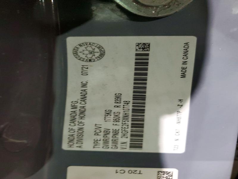 Aukcja sprzedaży 2022 Honda Civic, vin: 2HGFE2F5XNH107748, numer aukcji: 75563975