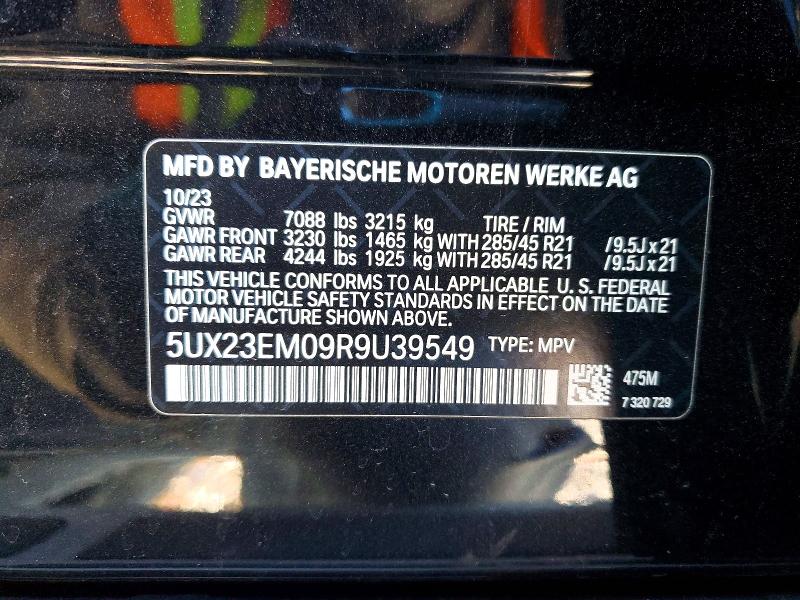 99249485 :رقم المزاد ، 5UX23EM09R9U39549 vin ، 2024 Bmw X7 مزاد بيع
