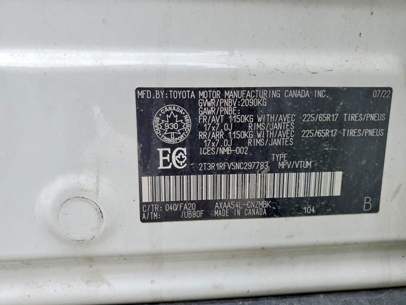 Продажа на аукционе авто 2022 Toyota Rav4, vin: 2T3R1RFV5NC297783, номер лота: 98003935