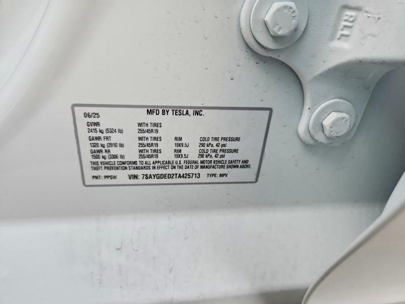 99629235 :رقم المزاد ، 7SAYGDED2TA425713 vin ، 2026 Tesla Model Y مزاد بيع