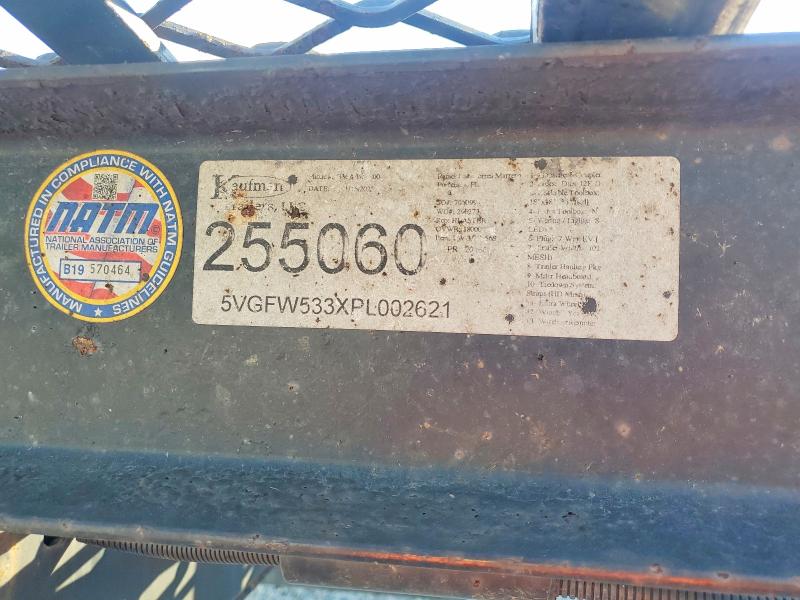 72229685 :رقم المزاد ، 5VGFW533XPL002621 vin ، 2023 Kaufman Cartrailer مزاد بيع