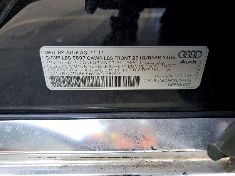 Aukcja sprzedaży 2012 Audi A8, vin: WAURVAFD9CN020468, numer aukcji: 99650435