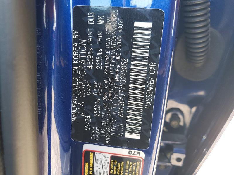 Aukcja sprzedaży 2025 Kia K5, vin: KNAG64J77S5273052, numer aukcji: 75226905