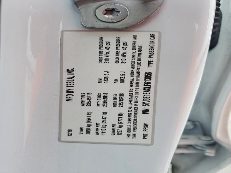 Продажа на аукционе авто 2020 Tesla Model 3, vin: 5YJ3E1EAXLF613058, номер лота: 74701045
