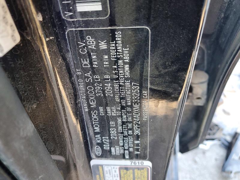 Aukcja sprzedaży 2021 Kia Forte, vin: 3KPF24ADXME332537, numer aukcji: 75453535