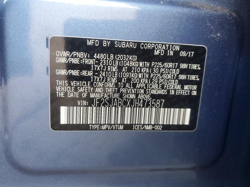 99088585 :رقم المزاد ، JF2SJABCXJH473587 vin ، 2018 Subaru Forester مزاد بيع