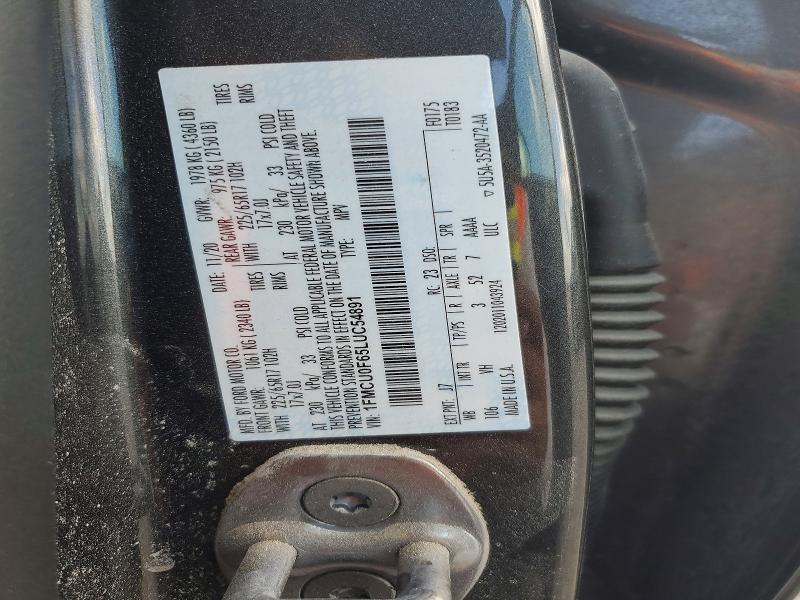 97678505 :رقم المزاد ، 1FMCU0F65LUC54891 vin ، 2020 Ford Escape S مزاد بيع