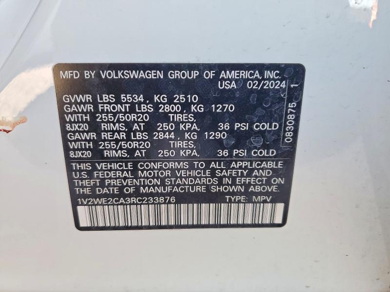 Продаж на аукціоні авто 2024 Volkswagen Atlas Cross Sport, vin: 1V2WE2CA3RC233876, номер лоту: 73740045