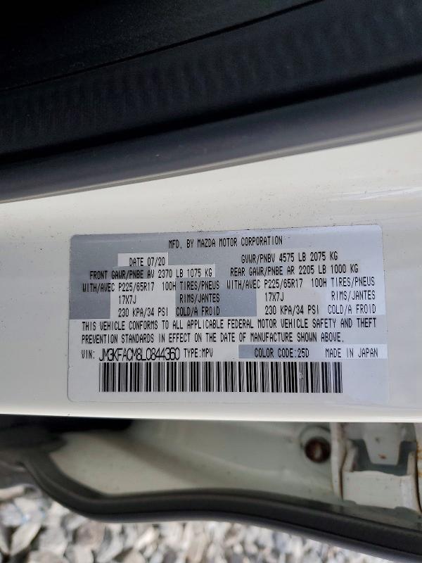 99181345 :رقم المزاد ، JM3KFACM8L0844360 vin ، 2020 Mazda Cx-5 مزاد بيع