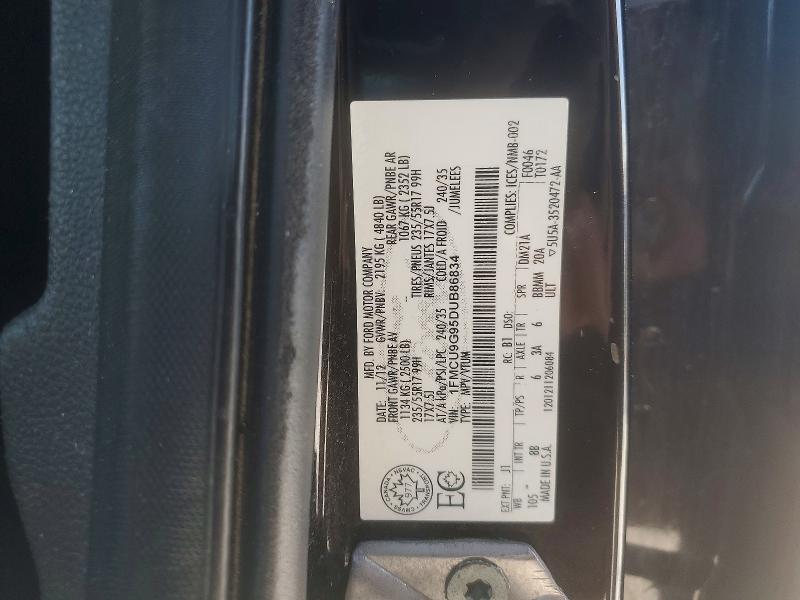 75072125 :رقم المزاد ، 1FMCU9G95DUB86834 vin ، 2013 Ford Escape مزاد بيع