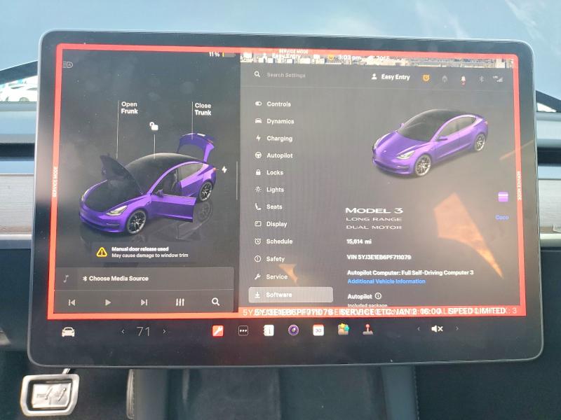 Продажа на аукционе авто 2023 Tesla Model 3, vin: 5YJ3E1EB6PF711079, номер лота: 95681875