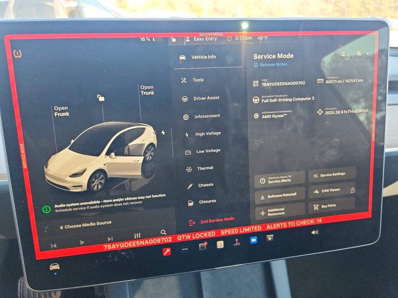 Продажа на аукционе авто 2022 Tesla Model Y, vin: 7SAYGDEE5NA009702, номер лота: 74231535