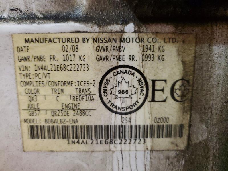 Aukcja sprzedaży 2008 Nissan Altima, vin: 1N4AL21E68C222723, numer aukcji: 73839965