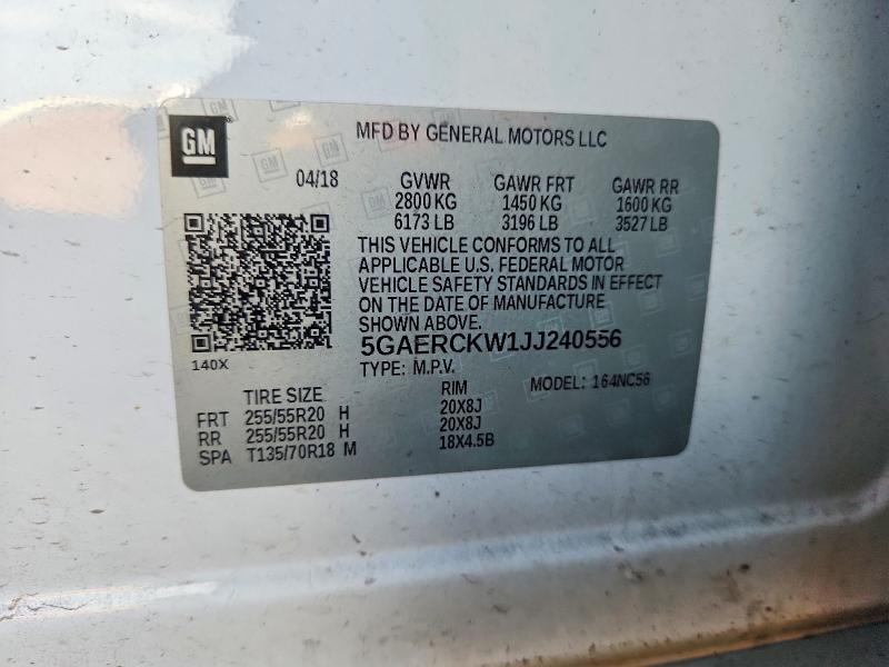 Aukcja sprzedaży 2018 Buick Enclave, vin: 5GAERCKW1JJ240556, numer aukcji: 72903745