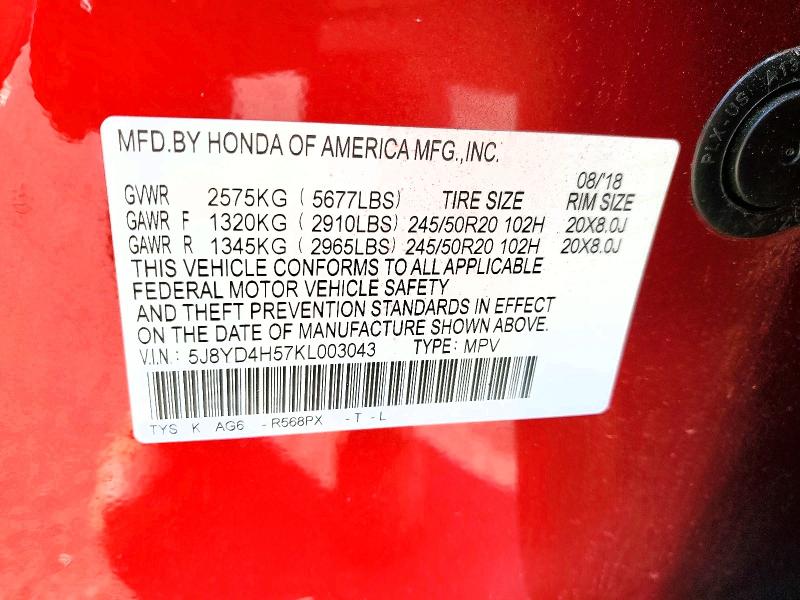 Продажа на аукционе авто 2019 Acura Mdx, vin: 5J8YD4H57KL003043, номер лота: 99682815