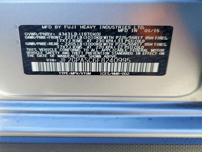 Продажа на аукционе авто 2015 Subaru Xv Crosstrek, vin: JF2GPASC6F8240995, номер лота: 74059985