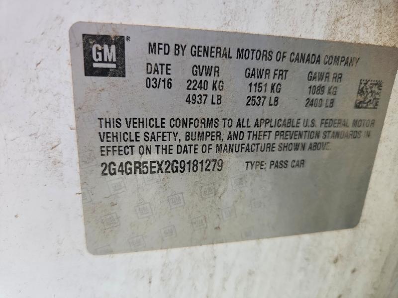 Продажа на аукционе авто 2016 Buick Regal, vin: 2G4GR5EX2G9181279, номер лота: 73733715