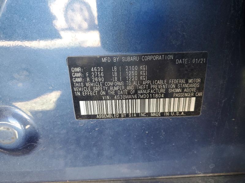 Продажа на аукционе авто 2021 Subaru Legacy Lim, vin: 4S3BWAN67M3011804, номер лота: 73264145