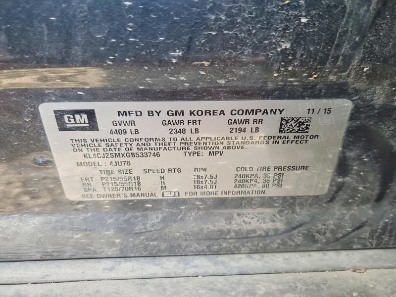 Продаж на аукціоні авто 2016 Buick Encore, vin: KL4CJ2SMXGB533746, номер лоту: 97873005