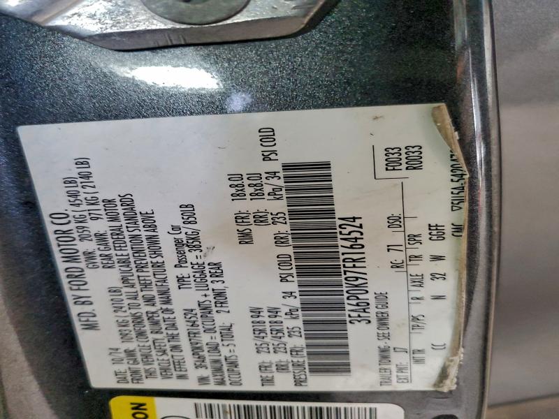 Продаж на аукціоні авто 2015 Ford Fusion Tit, vin: 3FA6P0K97FR164524, номер лоту: 99508715