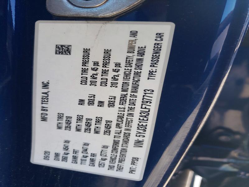 Aukcja sprzedaży 2020 Tesla Model 3, vin: 5YJ3E1EA3LF797713, numer aukcji: 99554315