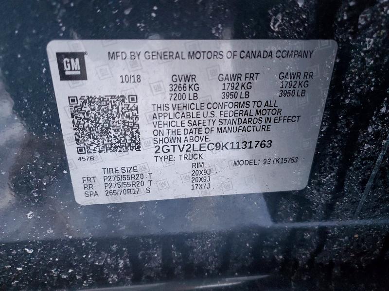 Aukcja sprzedaży 2019 Gmc Sierra Limited, vin: 2GTV2LEC9K1131763, numer aukcji: 74928125