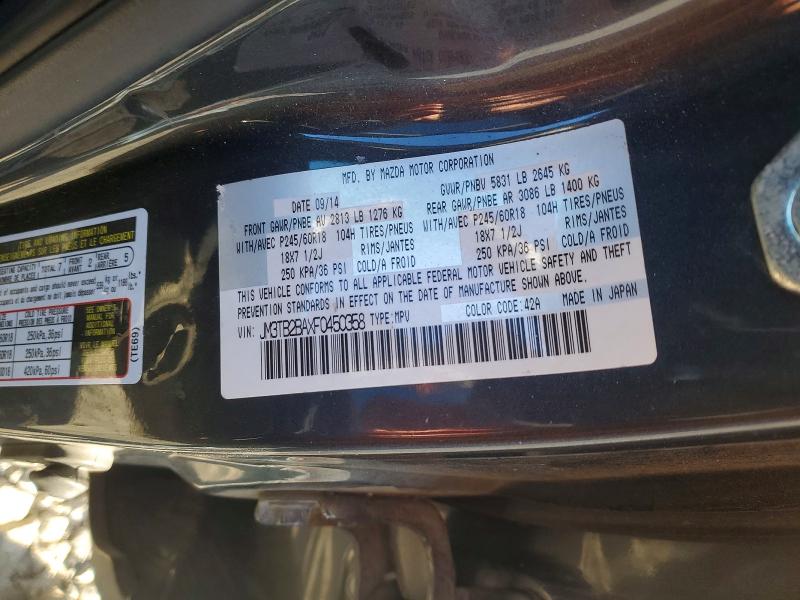 Продаж на аукціоні авто 2015 Mazda Cx-9, vin: JM3TB2BAXF0450358, номер лоту: 99545495