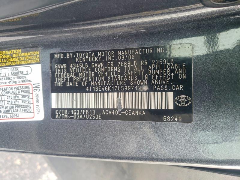 98581025 :رقم المزاد ، 4T1BE46K17U599712 vin ، 2007 Toyota Camry مزاد بيع