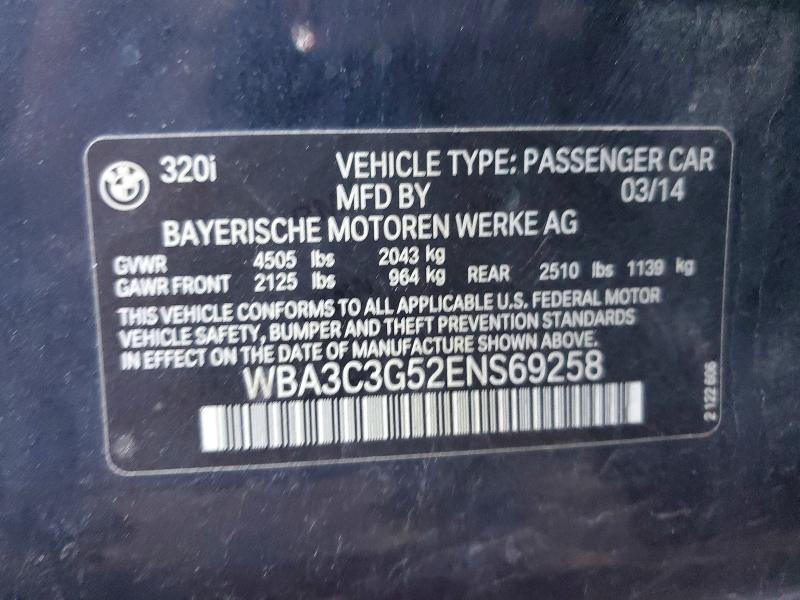Продаж на аукціоні авто 2014 Bmw 320, vin: WBA3C3G52ENS69258, номер лоту: 94989605