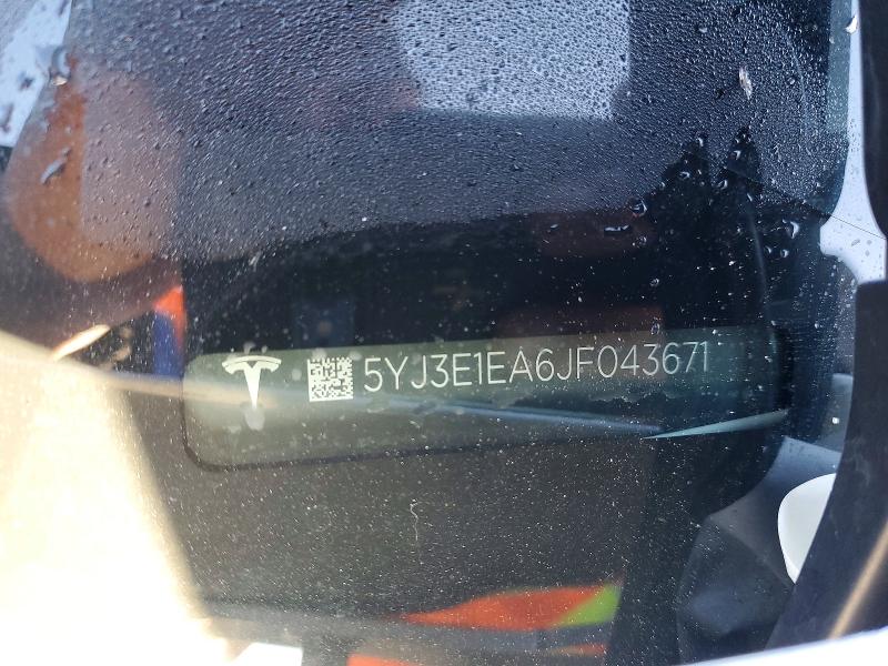 2018 Tesla Model 3 მანქანა იყიდება აუქციონზე, vin: 5YJ3E1EA6JF043671, აუქციონის ნომერი: 74862945
