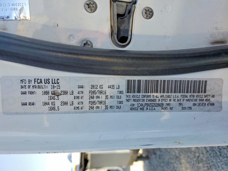 Продаж на аукціоні авто 2016 Jeep Patriot, vin: 1C4NJPBA2GD528028, номер лоту: 75057685