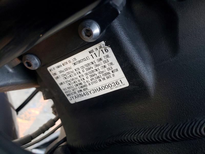 Aukcja sprzedaży 2017 Yamaha Fz10, vin: JYARN48Y3HA000361, numer aukcji: 96339355