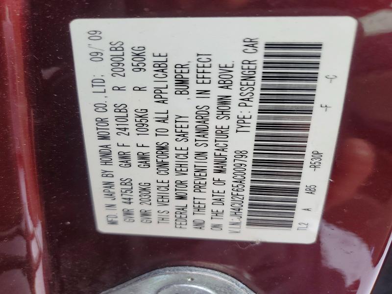 2010 Acura Tsx მანქანა იყიდება აუქციონზე, vin: JH4CU2F65AC009798, აუქციონის ნომერი: 74608385