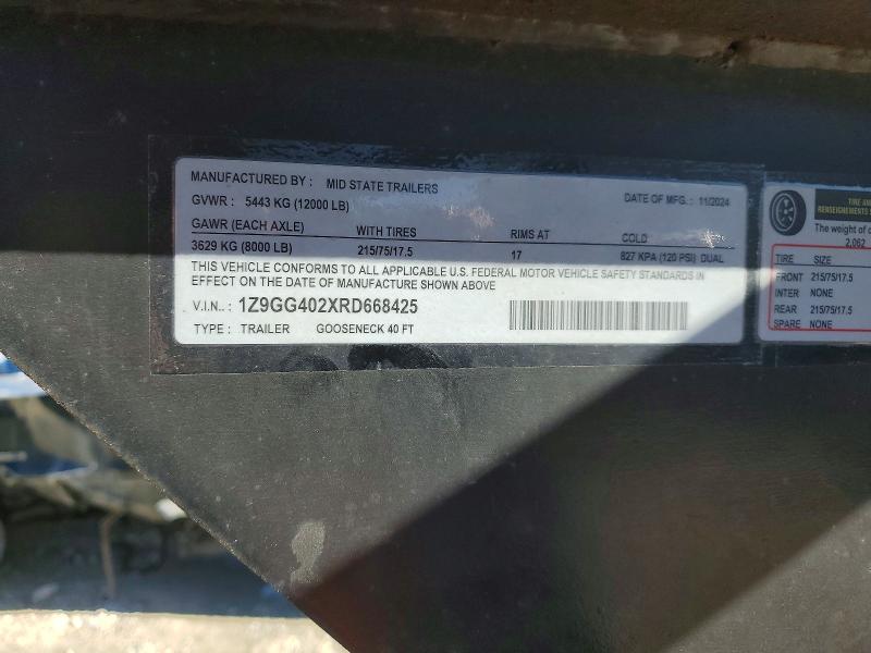Aukcja sprzedaży 2024 Midstate Unknown, vin: 1Z9GG402XRD668425, numer aukcji: 72688005