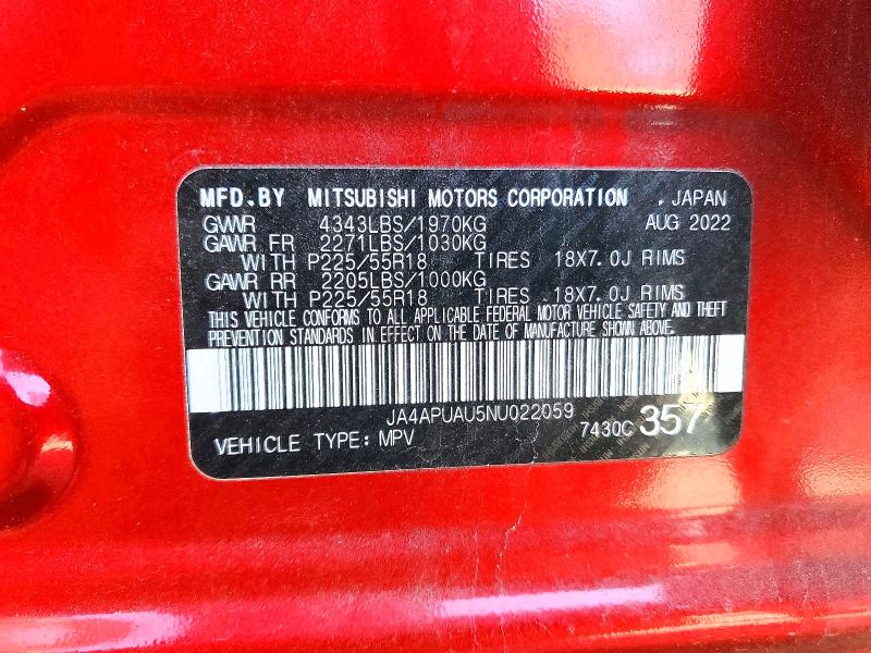 Продаж на аукціоні авто 2022 Mitsubishi Outlander Sport, vin: JA4APUAU5NU022059, номер лоту: 73447955
