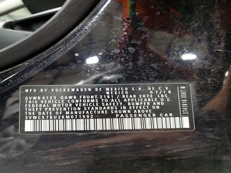 Продажа на аукционе авто 2019 Volkswagen Jetta, vin: 3VWC57BU2KM071592, номер лота: 99564645