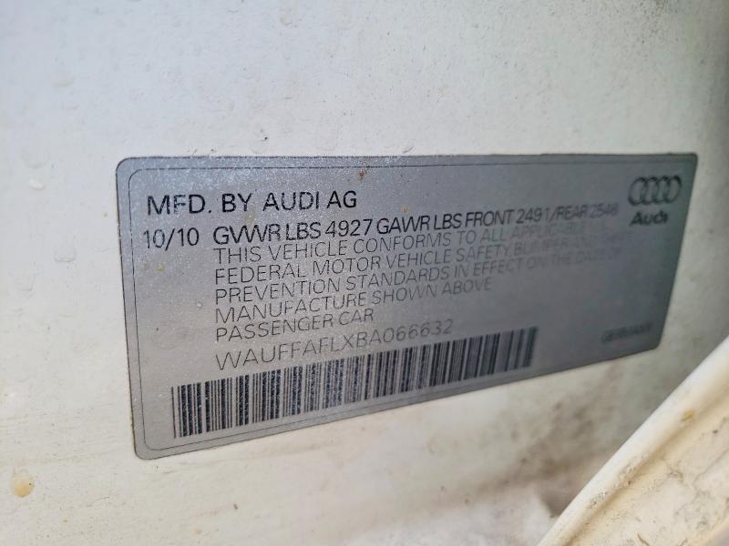 2011 Audi A4 მანქანა იყიდება აუქციონზე, vin: WAUFFAFLXBA066632, აუქციონის ნომერი: 99841025