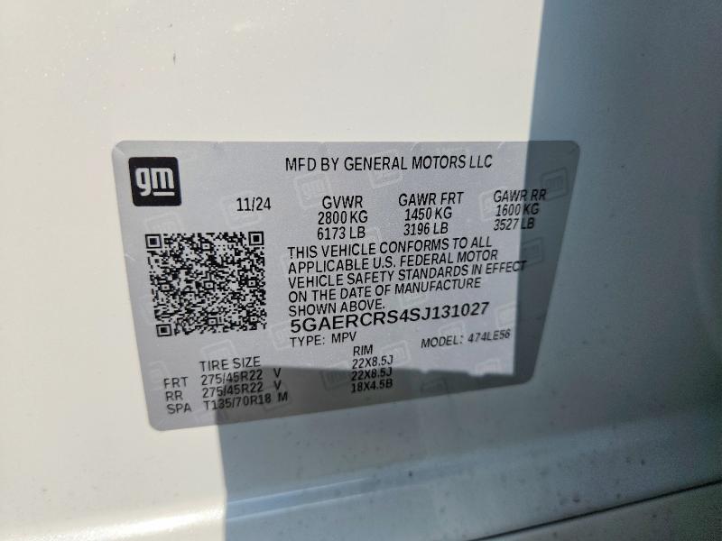 97778065 :رقم المزاد ، 5GAERCRS4SJ131027 vin ، 2025 Buick Enclave مزاد بيع