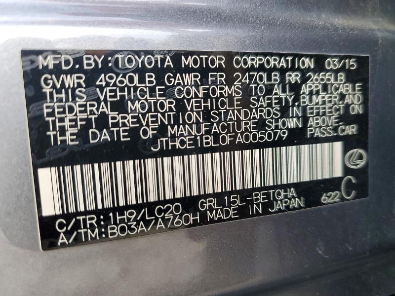 72201185 :رقم المزاد ، JTHCE1BL0FA005079 vin ، 2015 Lexus Gs مزاد بيع