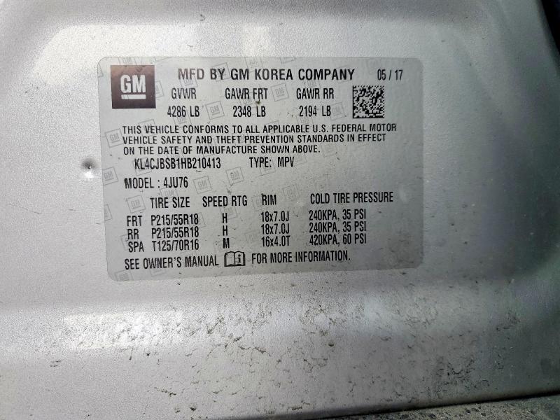 Aukcja sprzedaży 2017 Buick Encore, vin: KL4CJBSB1HB210413, numer aukcji: 91766115