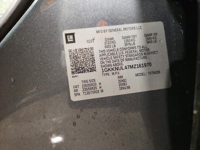 99708235 :رقم المزاد ، 1GKKNUL47MZ161970 vin ، 2021 Gmc Acadia مزاد بيع