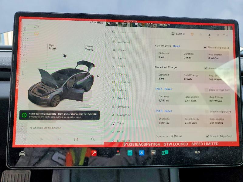 2025 Tesla Model 3 მანქანა იყიდება აუქციონზე, vin: 5YJ3E1EA0SF911164, აუქციონის ნომერი: 73122775