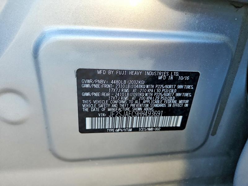 Продажа на аукционе авто 2017 Subaru Forester 2, vin: JF2SJAEC9HH493691, номер лота: 74053955