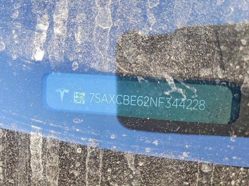2022 Tesla Model X მანქანა იყიდება აუქციონზე, vin: 7SAXCBE62NF344228, აუქციონის ნომერი: 74554135
