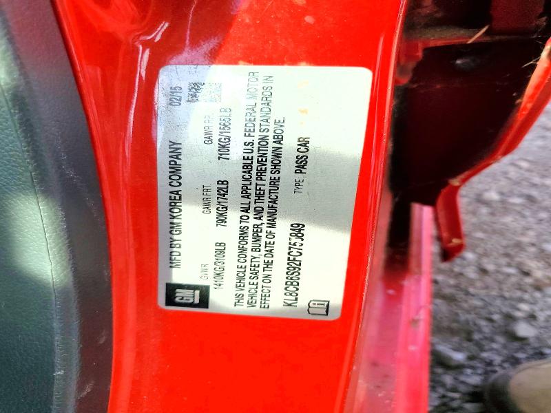 Aukcja sprzedaży 2015 Chevrolet Spark, vin: KL8CB6S92FC755849, numer aukcji: 99118605