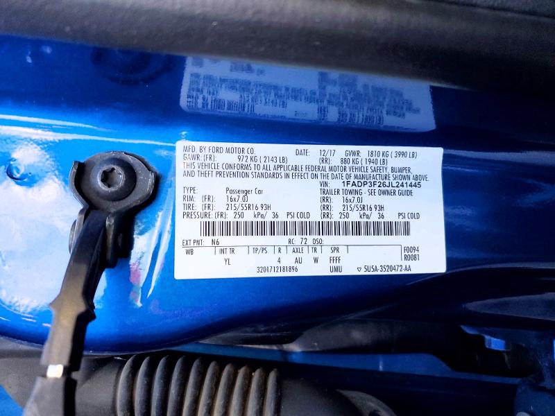 Aukcja sprzedaży 2018 Ford Focus Se, vin: 1FADP3F26JL241445, numer aukcji: 72575845