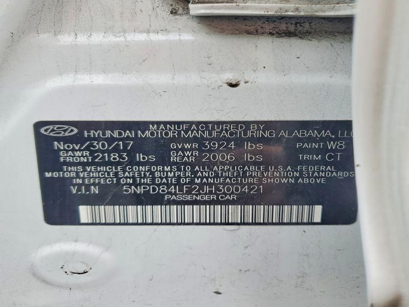 99556745 :رقم المزاد ، 5NPD84LF2JH300421 vin ، 2018 Hyundai Elantra Se مزاد بيع